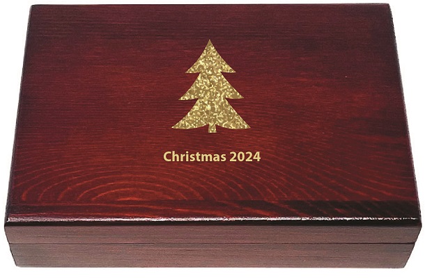 Holiday Mahogany Card Box with 2 Deck Set main image